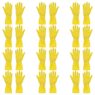 Yellow Rubber Cleaning Gloves Pack of 12, Reusable Chemical Resistant For Household & Industrial Use