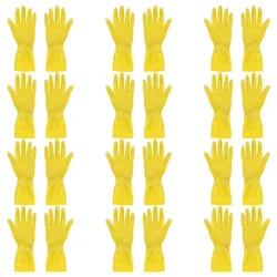 Yellow Rubber Cleaning Gloves Pack of 12, Reusable Chemical Resistant For Household & Industrial Use