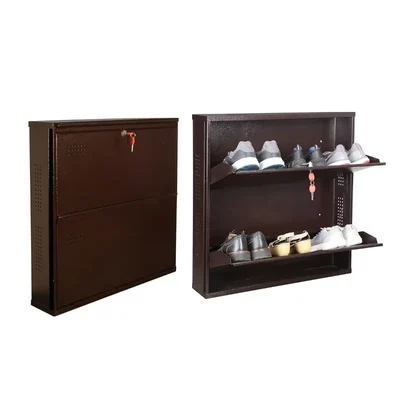 Yoz Tech 2 Door Wall Mounted Foldable Metal Shoe Rack for 6 Pair