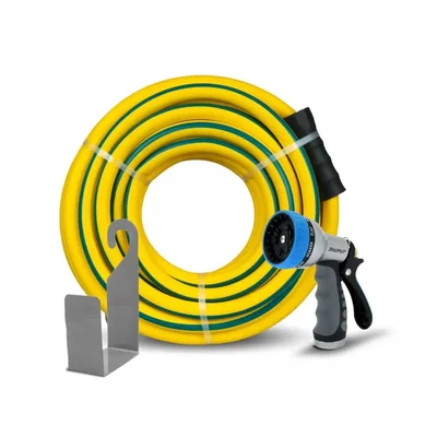 Zephyr Hybrid Pet Wash Hose Combo Pipe With 9 Mode Gun & Hose Hanger, 19 MM x 5 Meter, ZPET029