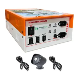 Solar 8KV Fence Zatka Machine for Farm Protection with Cables, Battery Connector and Internal Siren