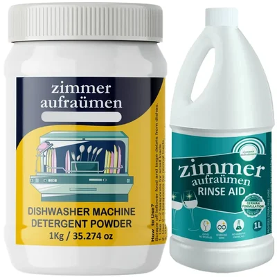 Zimmer Aufraumen 1 Kg Dishwasher Machine Detergent Powder with 1 Liter German Formulation Rinse Aid