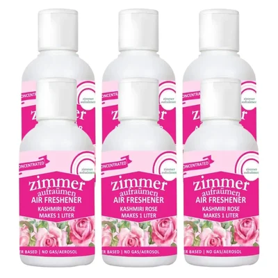 6 Pcs of Zimmer Aufraumen (50ml x 6pcs)Kashmiri Rose Room Freshener Concentrated With Free Spray Bottle (Makes 6 Liters)