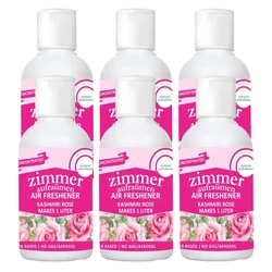 6 Pcs of Zimmer Aufraumen (50ml x 6pcs)Kashmiri Rose Room Freshener Concentrated With Free Spray Bottle (Makes 6 Liters)