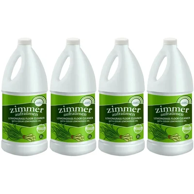 Zimmer Aufraumen (1 Liter x 4 Pcs) German Formulation Lemongrass Floor Cleaner With Idduki Lemongrass Oil