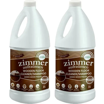Zimmer Aufraumen (1 Liter x 2 Pcs) German Formulation Wooden Floor Cleaner/Shampoo Added Wood Polish