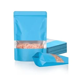 10cm x 17cm, 100 gm Sky Blue Color Ziplock Pouches with Transparent Window(Pack-50 Pcs)