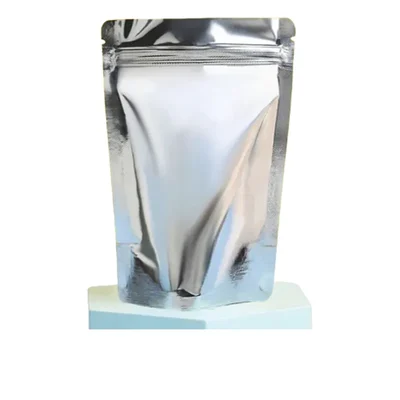 250 gm,13.5 x 22cm 112 Micron Both Side Shiny Silver Pouch With Ziplock for Dry Fruits, Coffee, Spices Packaging(Pack-50 pcs)