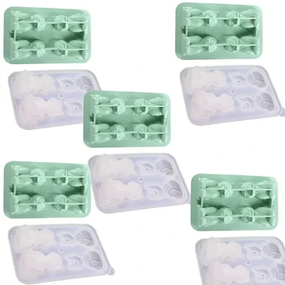 (SCS07-4P) Kitten Shape Ice Cube 5 Pieces Tray, 4-Cup  Silicone Moulds for Party, Bar Tools