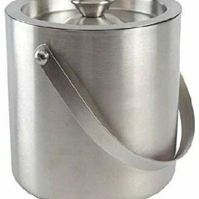 1000ml Heavy Duty Double Wall Stainless Steel Ice Bucket, Insulated Barware Chiller with Lid