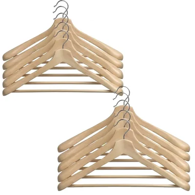 Wooden Coat Hanger 12pcs for Commercial Kitchen Uniform & Chef Coats