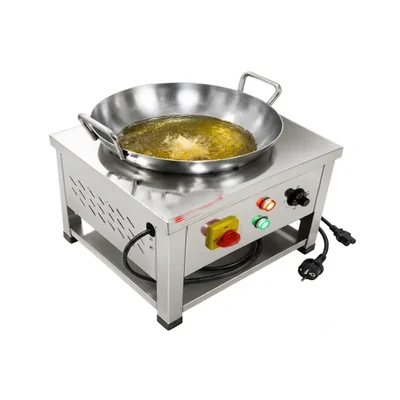 24 inch Electric Kadai with Undershelf, Power 3kW, Heavy Duty Commercial Deep Frying & Cooking Station