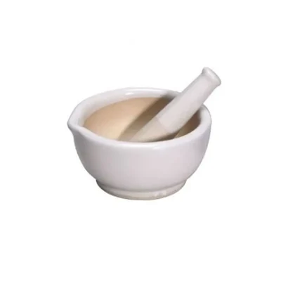 Elecopto 3.5 Inch Chemical Laboratory Mortar and Pestle Set Polished Stone Tan