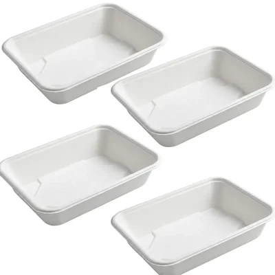 Chuk 1100ml Biodegradable Delivery Container 500pcs, Sugarcane Bagasse Takeout Box for Parties, Family Events