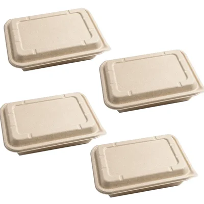 Chuk 1100ml Biodegradable Delivery Container with Lid 1000pcs, Sugarcane Bagasse Takeout Box for Parties, Family Events