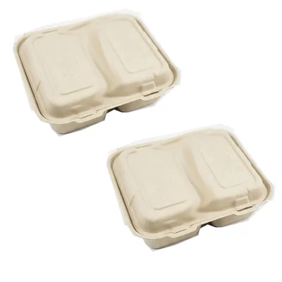 Chuk 50:50 Biodegradable Delivery Container with Lid 1000pcs, Sugarcane Bagasse Takeout Box for Parties Family Events