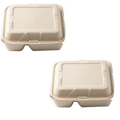 Chuk 70:30 Biodegradable Delivery Container with Lid 500pcs, Sugarcane Bagasse Takeout Box for Parties Family Events