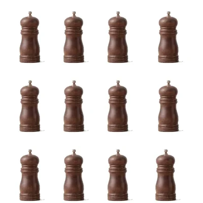Wooden Pepper Mill 4 inch Walnut Brown Manual Spice Grinder for Restaurant Tables and Fine Dining (Pack of 12)