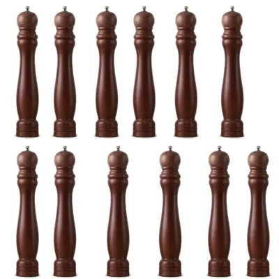 Wooden Pepper Mill 16 inch Walnut Brown Manual Spice Grinder for Restaurant Tables and Fine Dining (Pack of 12)