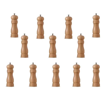 Wooden Pepper Mill 8 inch Cream Manual Spice Grinder for Restaurant Tables and Fine Dining (Pack of 12)