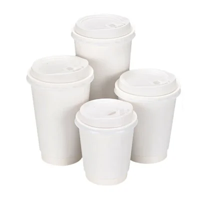 Premium 360ml Plain White Paper Cup (600GSM) with Plastic Lids Included (Pack of 100) for Hot & Cold Beverages, Cafes
