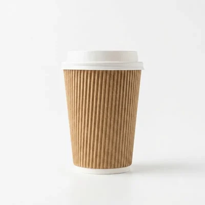 240ml, Ripple Wall Paper Coffee Cups for Hot & Cold Drinks Bagasse Lids, Heat-Resistant & Leak-Proof (Pack of 100)