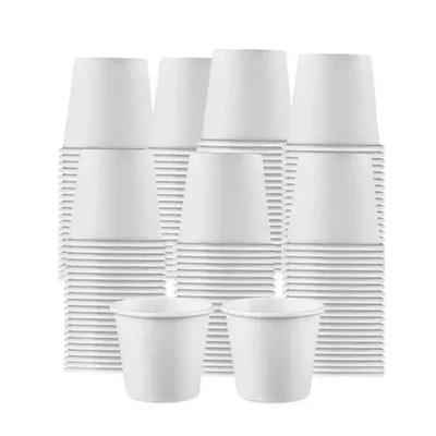 180ml (6 oz) Single Wall Plain White Paper Cups without Lids (Pack of 50) for Hot & Cold Beverages, Tea, Espresso