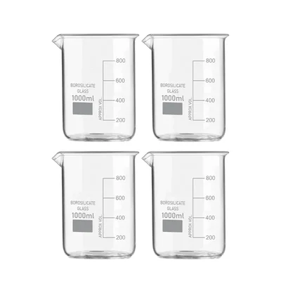 VVS 1000 ml Pack of 4 Borosilicate 3.3 Glass Beaker Heat Resistant