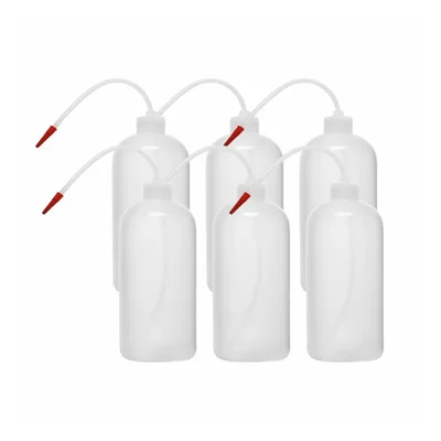 VVS 1000ml Polypropylene Wash Bottle 6 Screw Cap Flexible Tube Liquid Dispensing