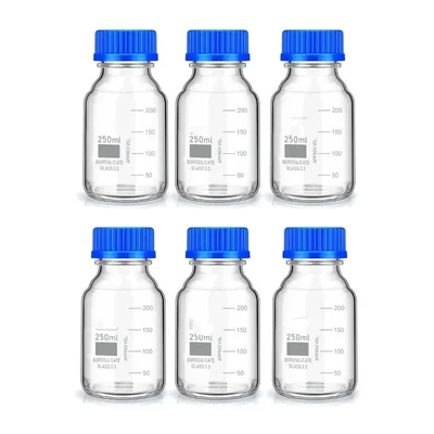 VVS 100ml 3.3 Borosilicate Glass pack of 6 Reagent Bottle Blue Screw Cap