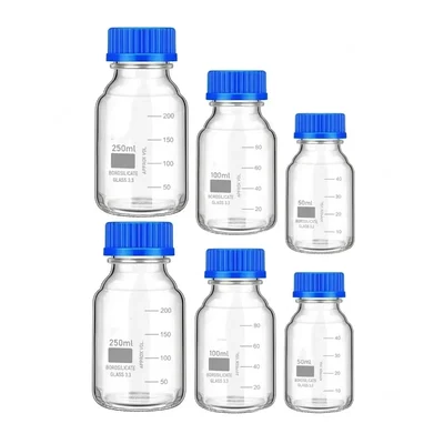 VVS 50ml 100ml 250ml Reagent Bottle pack of 6 Lab Blue Screw Cap