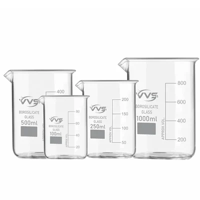 Vvs 1000ml 500ml 250ml 100ml Set Of 4 Borosilicate 3.3 Glass Beaker Graduation Marks Laboratory