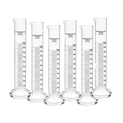 Vvs 100ml 6pcs Round Base Borosilicate Glass 3.3 Scientific Measuring Cylinder Laboratory