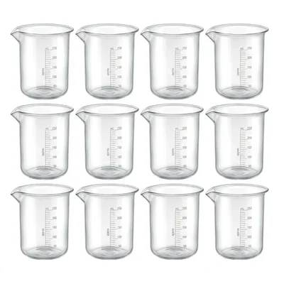 Vvs 250ml 12pcs Polypropylene Beaker Graduation Marks School College Laboratory