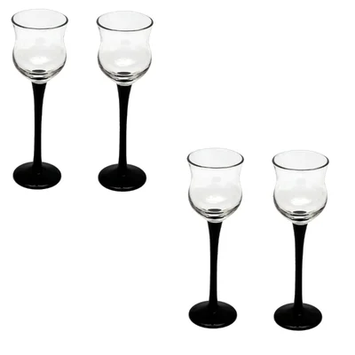 Fancy Glasses 16cm Height with Colored Stem, Crystal Clear Candle Holders, 24 Pcs, for Party