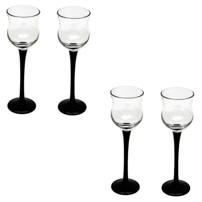 Fancy Glasses 18cm Height with Colored Stem, Crystal Clear Candle Holders, 12 Pcs, for Party