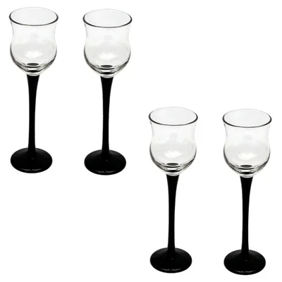 Fancy Glasses 20cm Height with Colored Stem, Crystal Clear Candle Holders, 12 Pcs, for Party