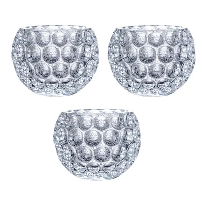 GGG-0114 Crystal Candle Holder 6x8x6cm, Convex Shape, Transparent Glass Tealight Holder 36 Pieces