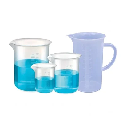Vvs Polypropylene Beaker Set(100ml, 250ml, 1000ml with 1000ml Measuring Jug) Clear Graduation Marks