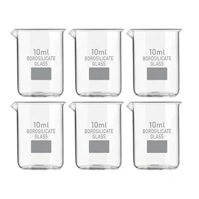 Vvs 10 ml Pack of 6 Laboratory Beaker Graduated Borosilicate 3.3 Glass