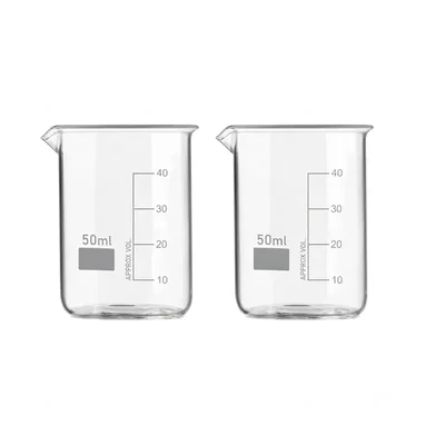 VVS 50 ml Borosilicate 3.3 Glass Beaker Pack of 2 for Laboratory School College Heat Resistant Graduated