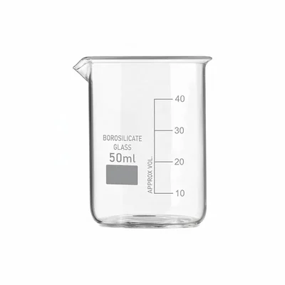 VVS 50 ml Borosilicate 3.3 Glass Beaker Pack of 1 for School College Chemistry Lab Laboratory