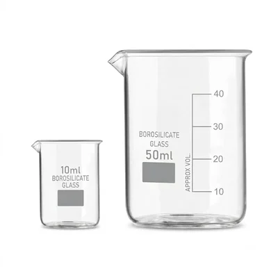 VVS 10 ml 50 ml Borosilicate 3.3 Glass Beaker Set of 2 for School College Chemistry Lab Laboratory