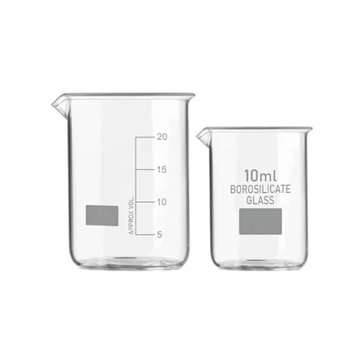 VVS 10ml 25ml Borosilicate 3.3 Glass Beaker Set of 2 for School College Chemistry Lab Laboratory