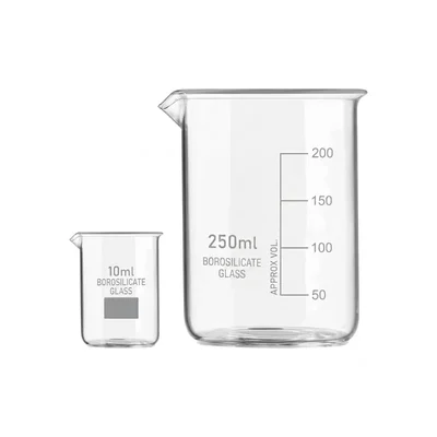 VVS 10 ml 250 ml Borosilicate 3.3 Glass Beaker Set of 2 for School College Chemistry Lab Laboratory