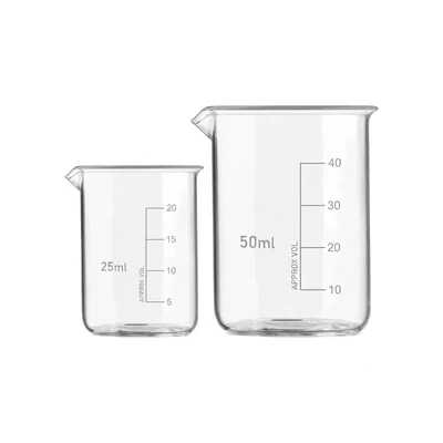 VVS 25ml 50ml Borosilicate 3.3 Glass Beaker Set of 2 for School College Chemistry Lab Laboratory