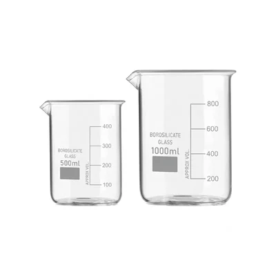 VVS 500 ml 1000 ml Borosilicate 3.3 Glass Beaker Set of 2 for School College Chemistry Lab Laboratory