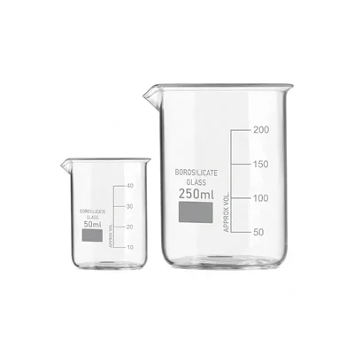 Vvs 50 ml 250 ml Set of 2 Laboratory Beakers Borosilicate 3.3 Glass Clear Graduation Marks