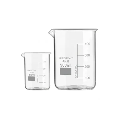 Vvs 50 ml 500 ml Set of 2 Laboratory Beakers Borosilicate 3.3 Glass Clear Graduation Marks