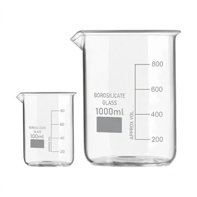 Vvs 100 ml 1000 ml Set of 2 Laboratory Beakers Borosilicate 3.3 Glass Clear Graduation Marks